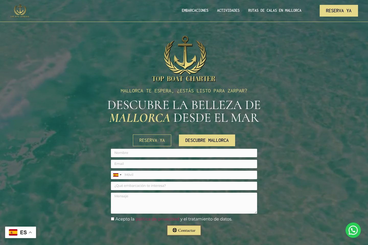 Captura del proyecto Top Boat Charter